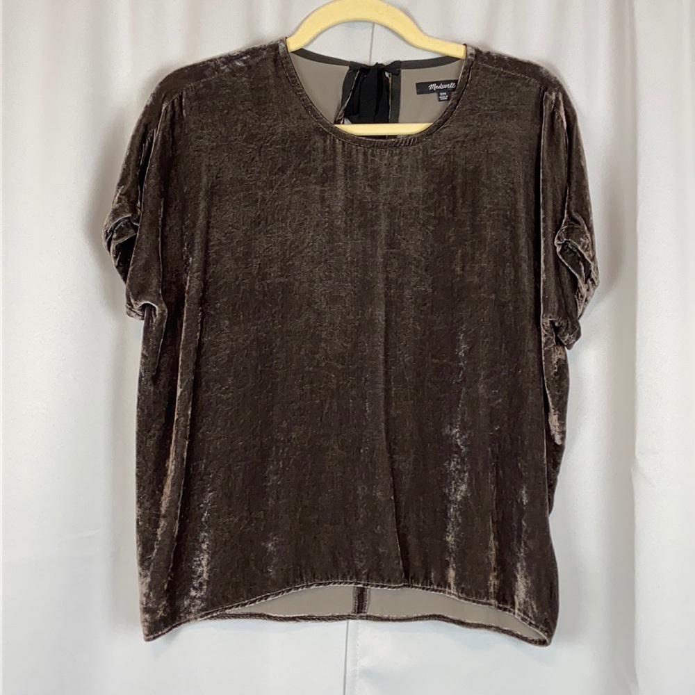 Madewell Velvet Top in Shimmering Charcoal